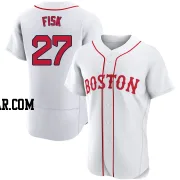 Carlton Fisk Men's Boston Red Sox White Authentic 2021 Patriots' Day Jersey