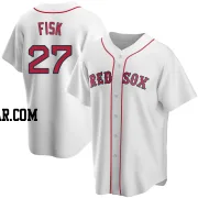 Carlton Fisk Men's Boston Red Sox White Replica Home Jersey