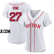 Carlton Fisk Women's Boston Red Sox White Authentic 2021 Patriots' Day Jersey