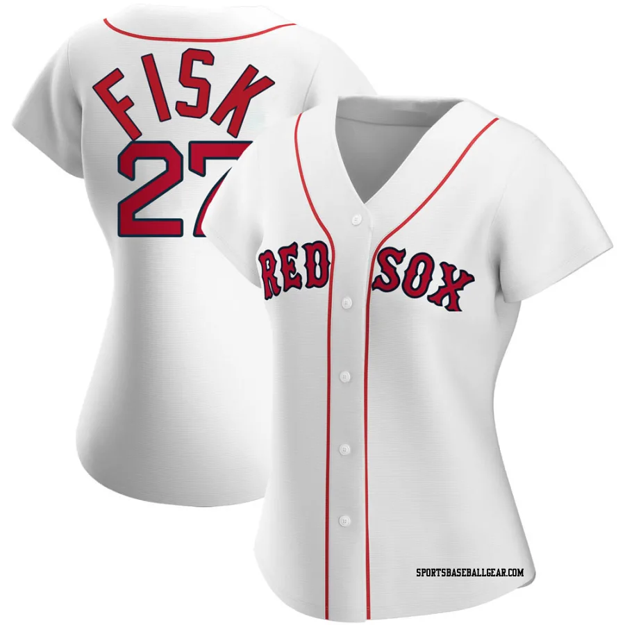 Carlton Fisk Women's Boston Red Sox White Replica Home Jersey