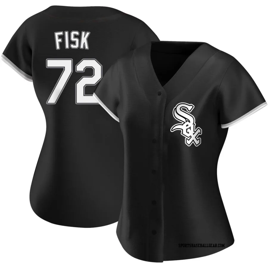 Carlton Fisk Women's Chicago White Sox Black Authentic Alternate Jersey