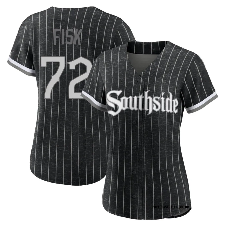 Carlton Fisk Women's Chicago White Sox Black Replica 2021 City Connect Jersey