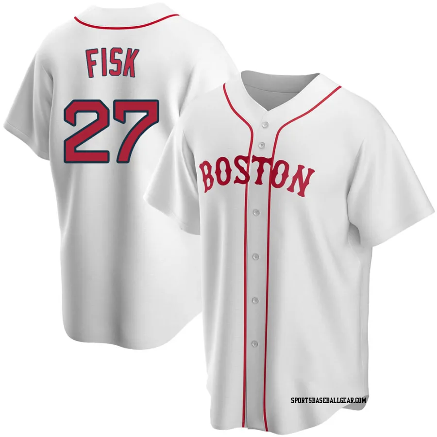 Carlton Fisk Youth Boston Red Sox White Replica Alternate Jersey