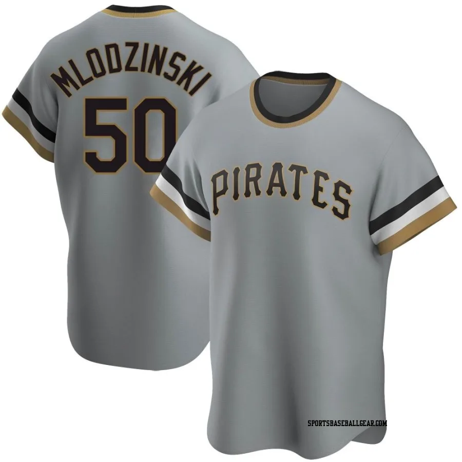 Carmen Mlodzinski Men's Pittsburgh Pirates Gray Replica Road Cooperstown Collection Jersey