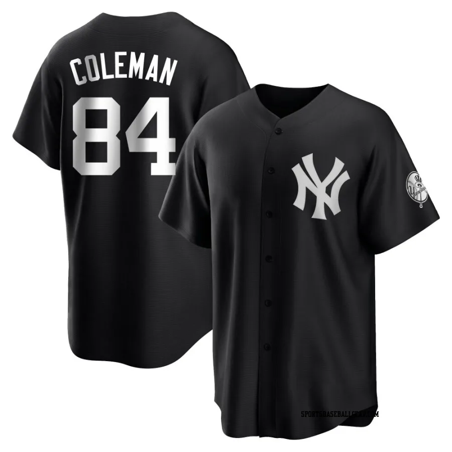 Carson Coleman Men's New York Yankees Black/White Replica Jersey