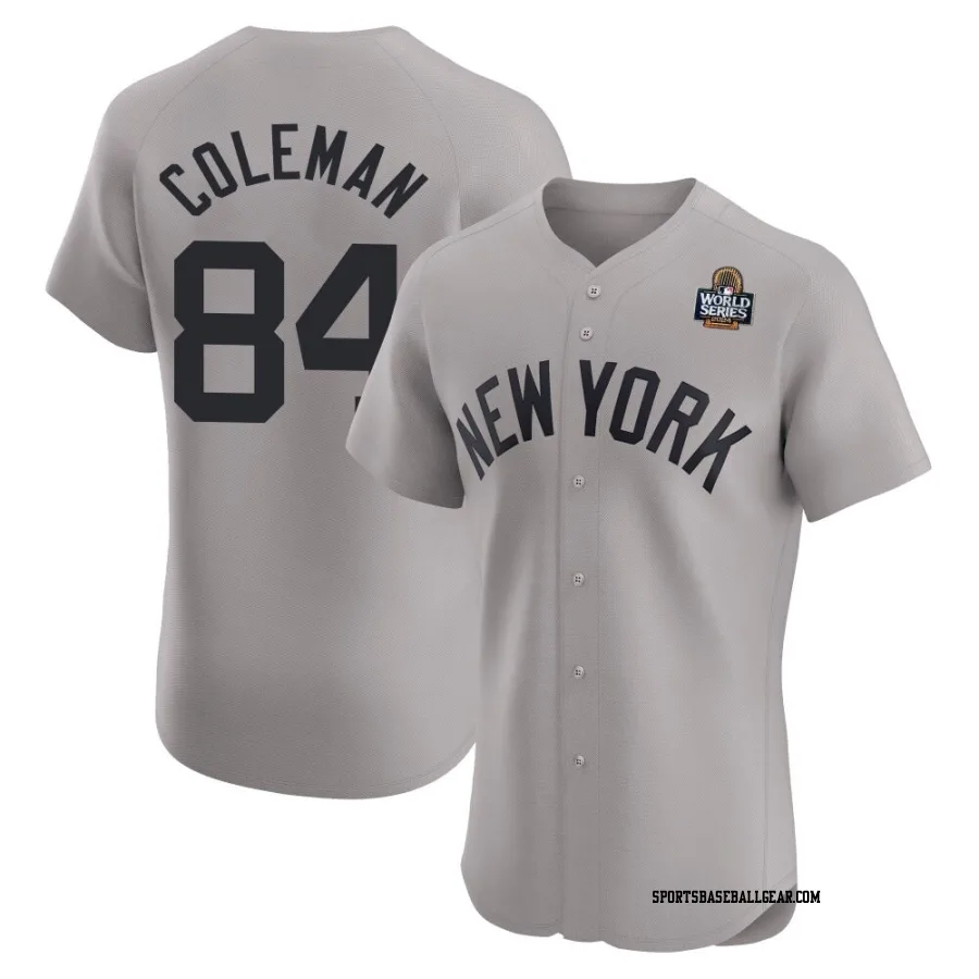 Carson Coleman Men's New York Yankees Gray Elite Road 2024 World Series Jersey