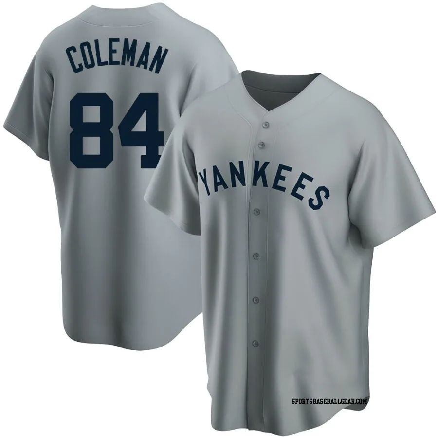 Carson Coleman Men's New York Yankees Gray Replica Road Cooperstown Collection Jersey