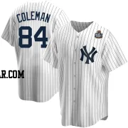 Carson Coleman Men's New York Yankees White Replica Home 2024 World Series Jersey