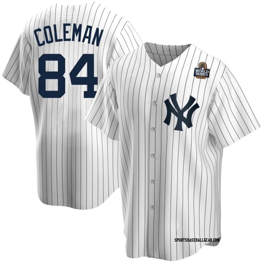 Carson Coleman Men's New York Yankees White Replica Home 2024 World Series Jersey