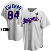 Carson Coleman Men's Texas Rangers White Replica Home Cooperstown Collection 2023 World Series Jersey