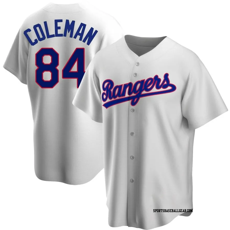 Carson Coleman Men's Texas Rangers White Replica Home Cooperstown Collection Jersey