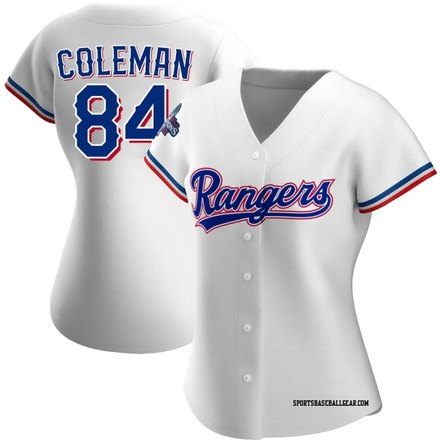 Carson Coleman Women's Texas Rangers White Authentic Home 2023 World Series Champions Jersey