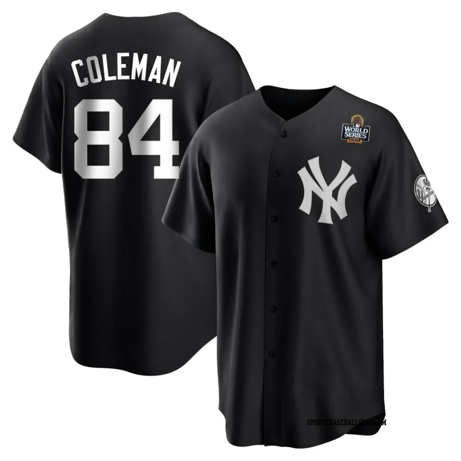 Carson Coleman Youth New York Yankees Black/White Replica 2024 World Series Jersey