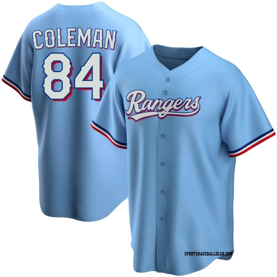 Carson Coleman Youth Texas Rangers Light Blue Replica Alternate Jersey