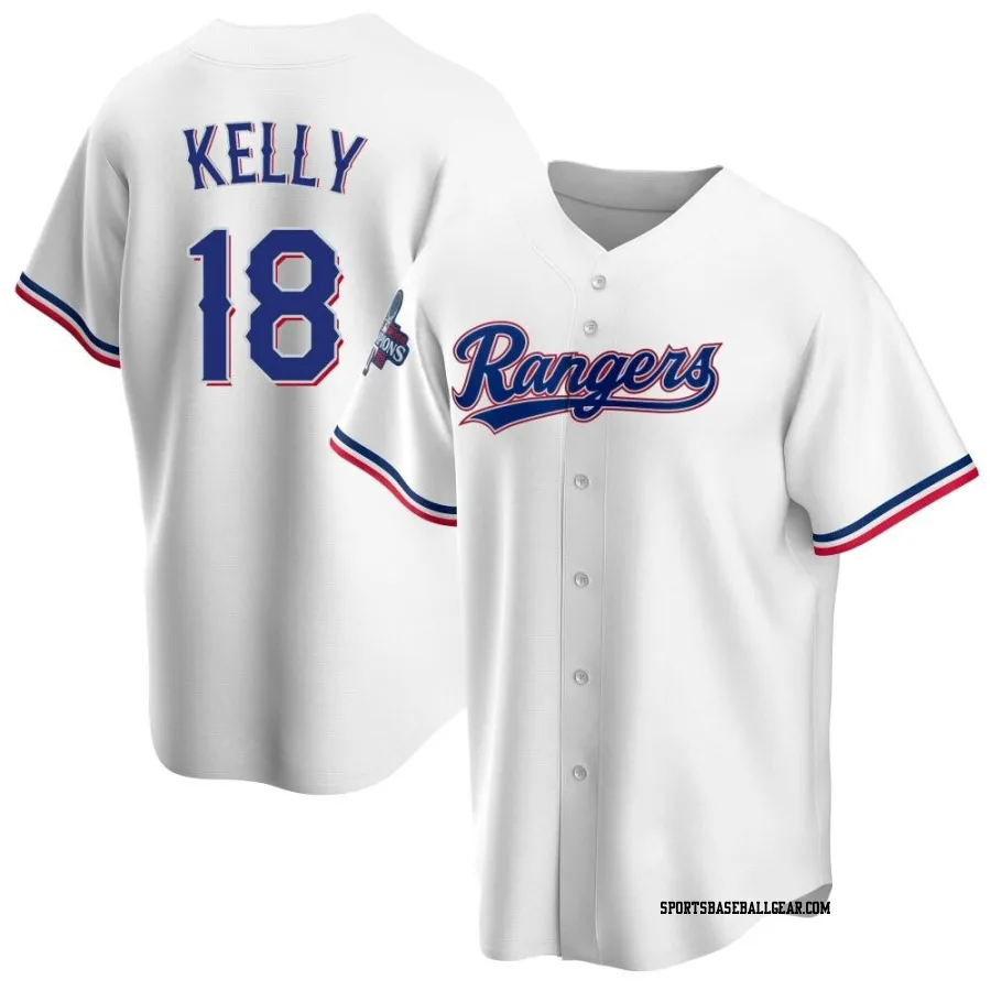 Carson Kelly Men's Texas Rangers White Replica Home 2023 World Series Champions Jersey