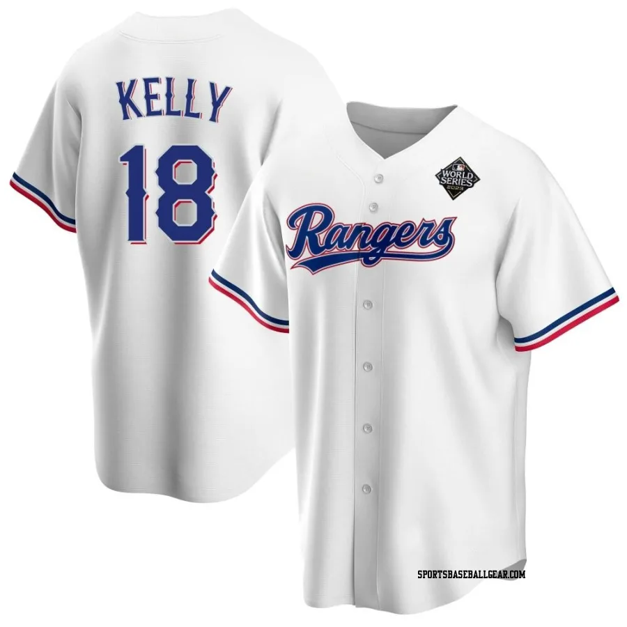 Carson Kelly Men's Texas Rangers White Replica Home 2023 World Series Jersey