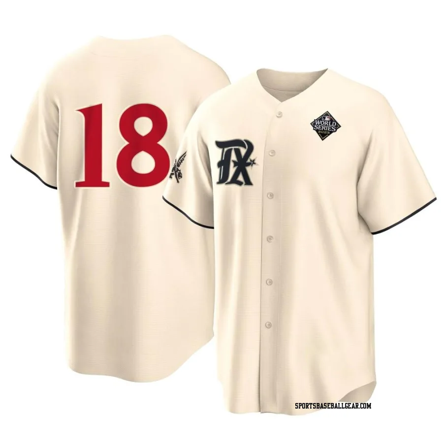 Carson Kelly Youth Texas Rangers Cream Replica 2023 City Connect 2023 World Series Jersey