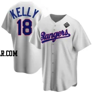 Carson Kelly Youth Texas Rangers White Replica Home Cooperstown Collection 2023 World Series Jersey