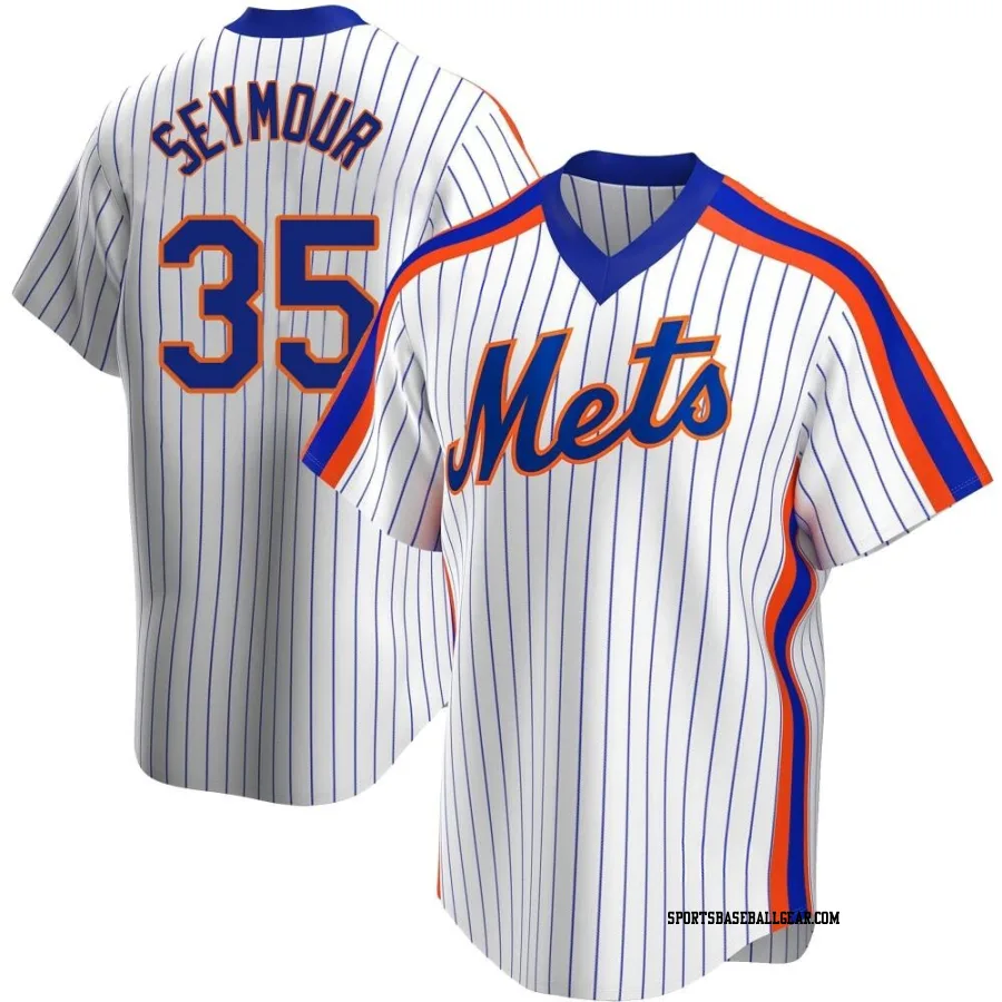 Carson Seymour Men's New York Mets White Replica Home Cooperstown Collection Jersey