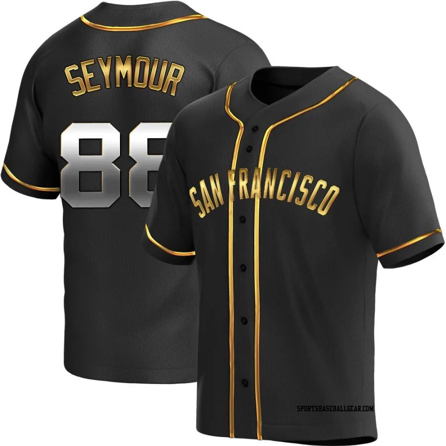 Carson Seymour Men's San Francisco Giants Black Golden Replica Alternate Jersey