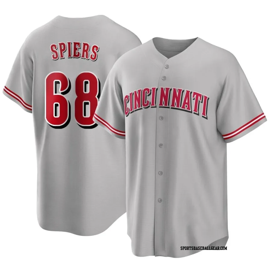 Carson Spiers Men's Cincinnati Reds Gray Replica Road Jersey