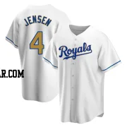 Carter Jensen Men's Kansas City Royals Gold Replica White Home Jersey