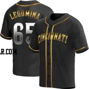 Casey Legumina Men's Cincinnati Reds Black Golden Replica Alternate Jersey