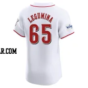 Casey Legumina Men's Cincinnati Reds White Elite Home Patch Jersey