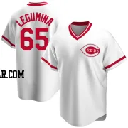 Casey Legumina Men's Cincinnati Reds White Replica Home Cooperstown Collection Jersey