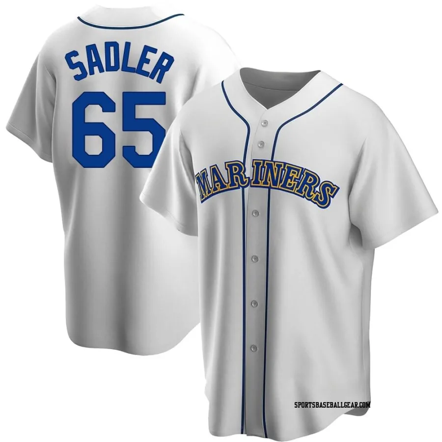 Casey Sadler Men's Seattle Mariners White Replica Home Cooperstown Collection Jersey