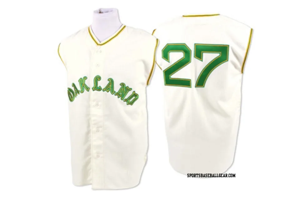 Catfish Hunter Men's Oakland Athletics Cream Authentic 1968 Throwback Jersey