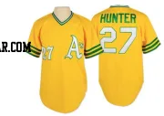 Catfish Hunter Men's Oakland Athletics Gold Authentic Throwback Jersey