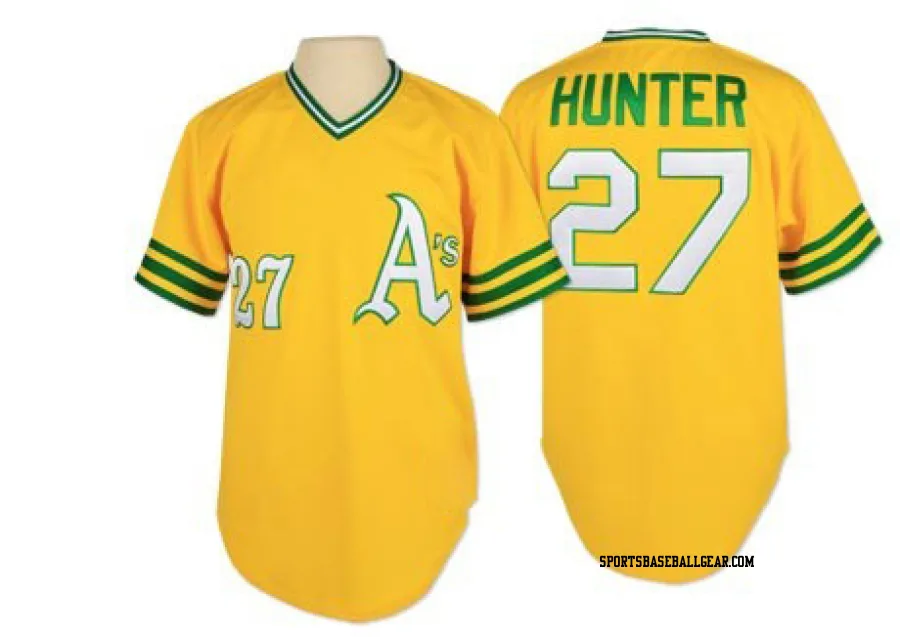 Catfish Hunter Men's Oakland Athletics Gold Authentic Throwback Jersey