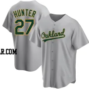 Catfish Hunter Men's Oakland Athletics Gray Replica Road Jersey