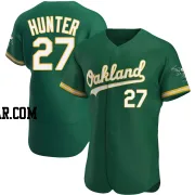 Catfish Hunter Men's Oakland Athletics Green Authentic Kelly Alternate Jersey