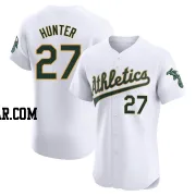 Catfish Hunter Men's Oakland Athletics White Elite Home Jersey