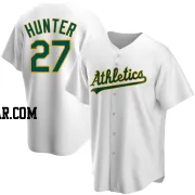 Catfish Hunter Men's Oakland Athletics White Replica Home Jersey