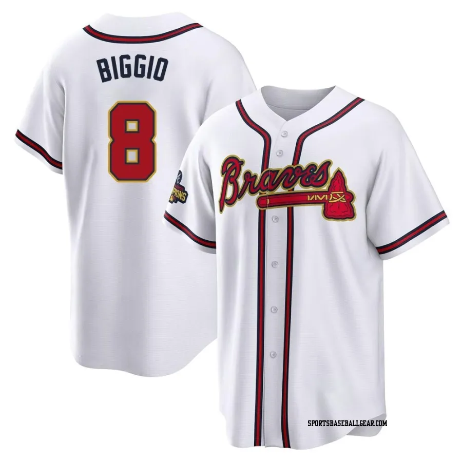 Cavan Biggio Men's Atlanta Braves Gold Replica White 2022 Program Jersey