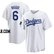 Cavan Biggio Men's Los Angeles Dodgers White Replica 2024 World Tour Seoul Series Home Jersey