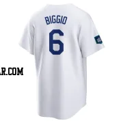 Cavan Biggio Men's Los Angeles Dodgers White Replica 2024 World Tour Seoul Series Home Jersey