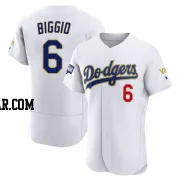 Cavan Biggio Men's Los Angeles Dodgers White/Gold Authentic 2021 Gold Program Player Jersey