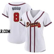 Cavan Biggio Women's Atlanta Braves Gold Authentic White 2022 Program Jersey