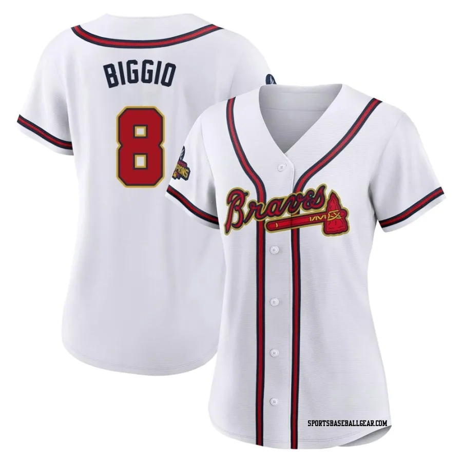 Cavan Biggio Women's Atlanta Braves Gold Authentic White 2022 Program Jersey