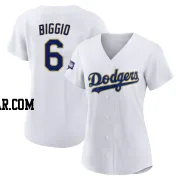 Cavan Biggio Women's Los Angeles Dodgers White/Gold Authentic 2021 Gold Program Player Jersey