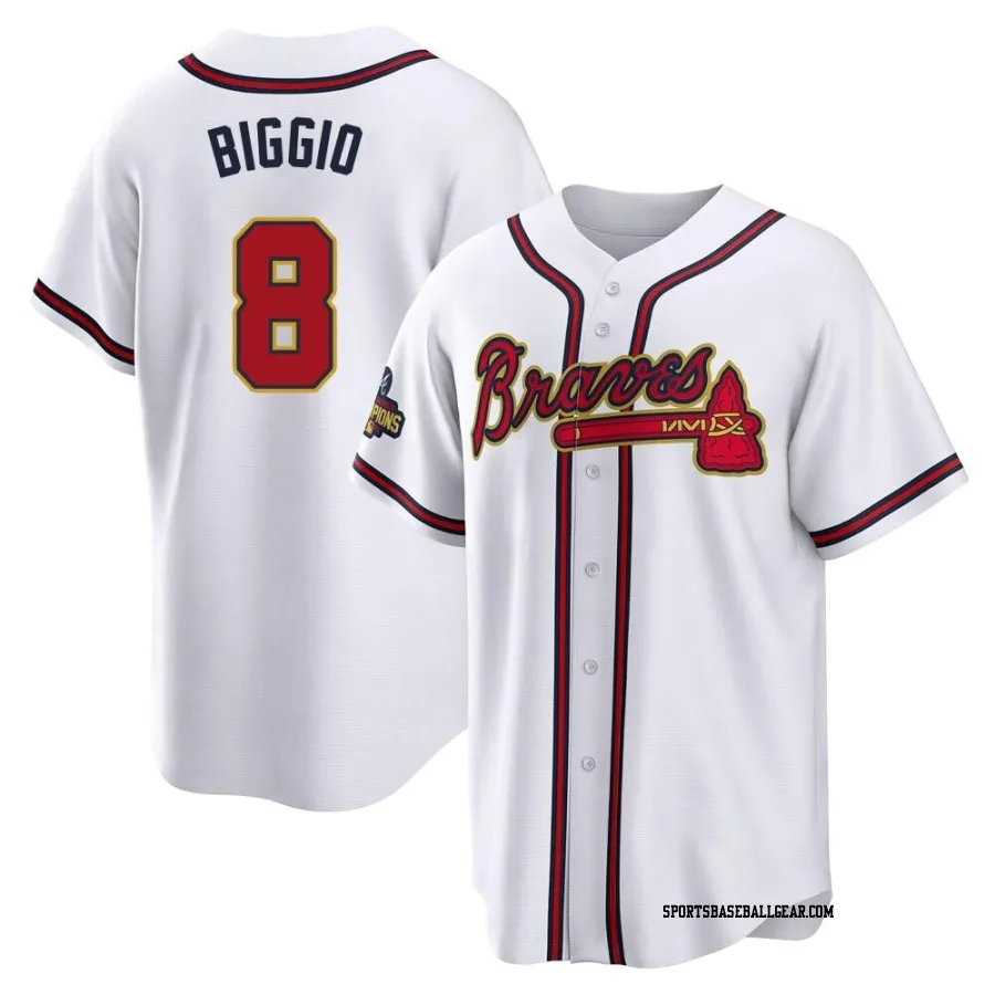 Cavan Biggio Youth Atlanta Braves Gold Replica White 2022 Program Jersey