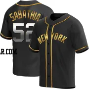 CC Sabathia Men's New York Yankees Black Golden Replica Alternate Jersey