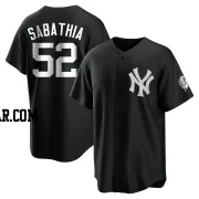 CC Sabathia Men's New York Yankees Black/White Replica Jersey