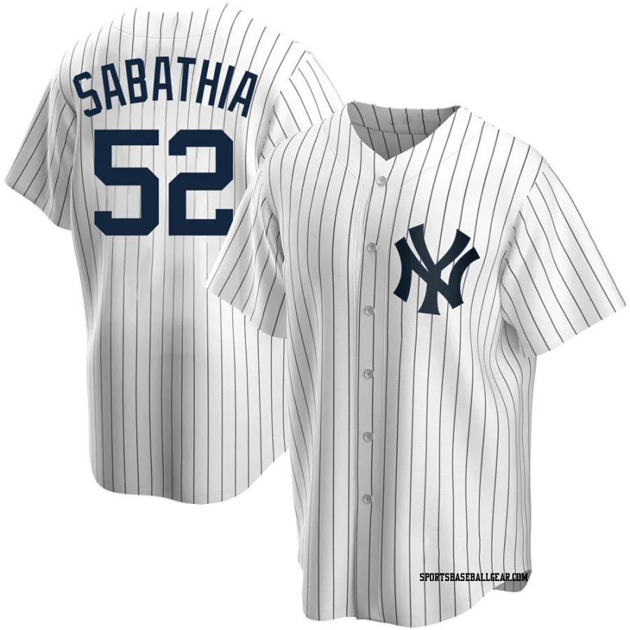 CC Sabathia Men's New York Yankees White Replica Home Jersey