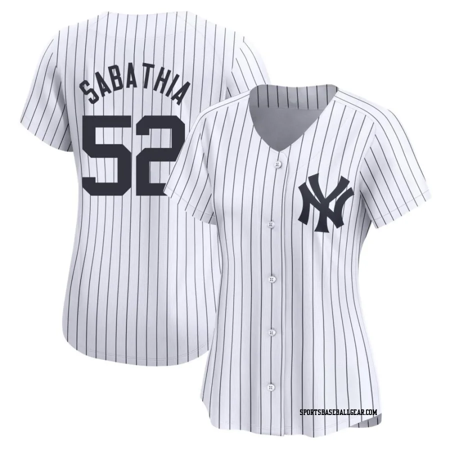 CC Sabathia Women's New York Yankees White Limited Yankee Home Jersey