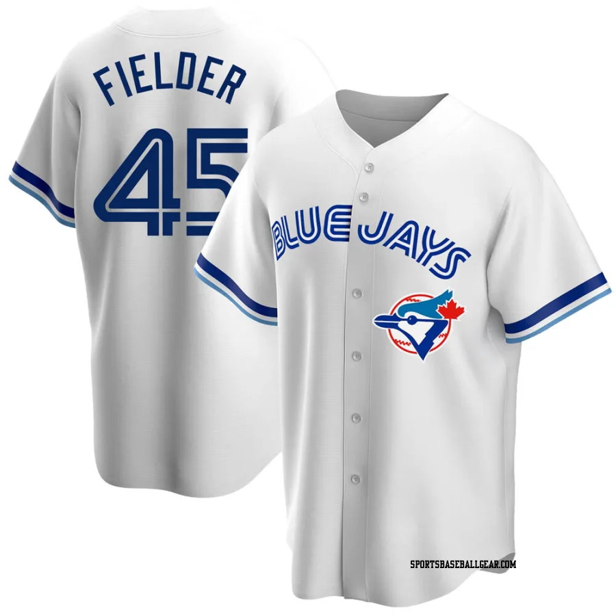 Cecil Fielder Men's Toronto Blue Jays White Replica Home Cooperstown Collection Jersey